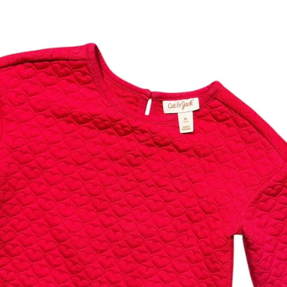 Cat and Jack Red Heart Embroidered Dress - Size 2T
